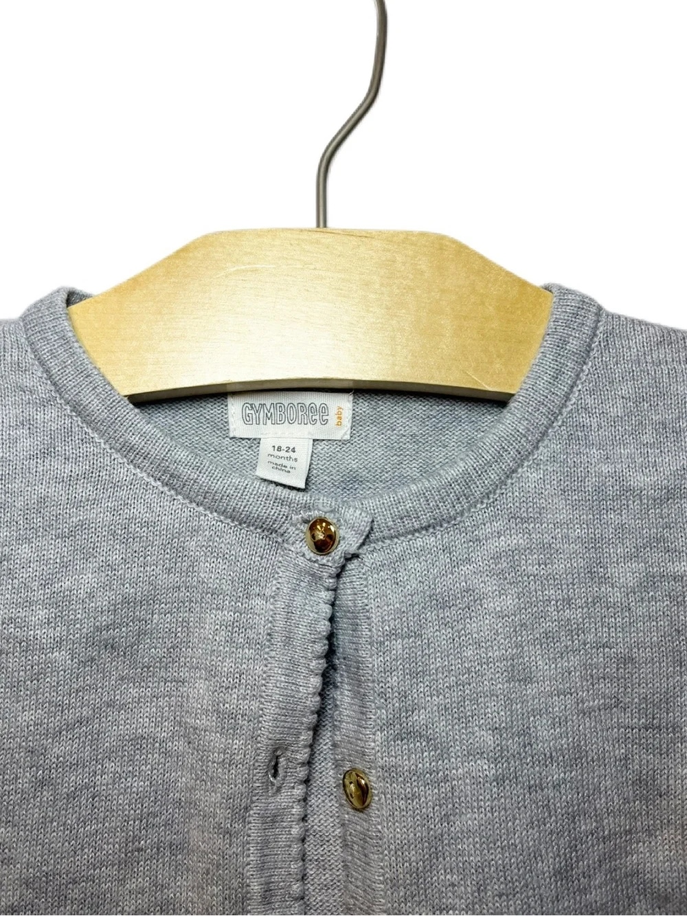 Gymboree 18-24m Baby Grey Sweater Cardigan with Gold Buttons